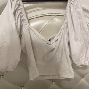 adorable puff sleeve white blouse